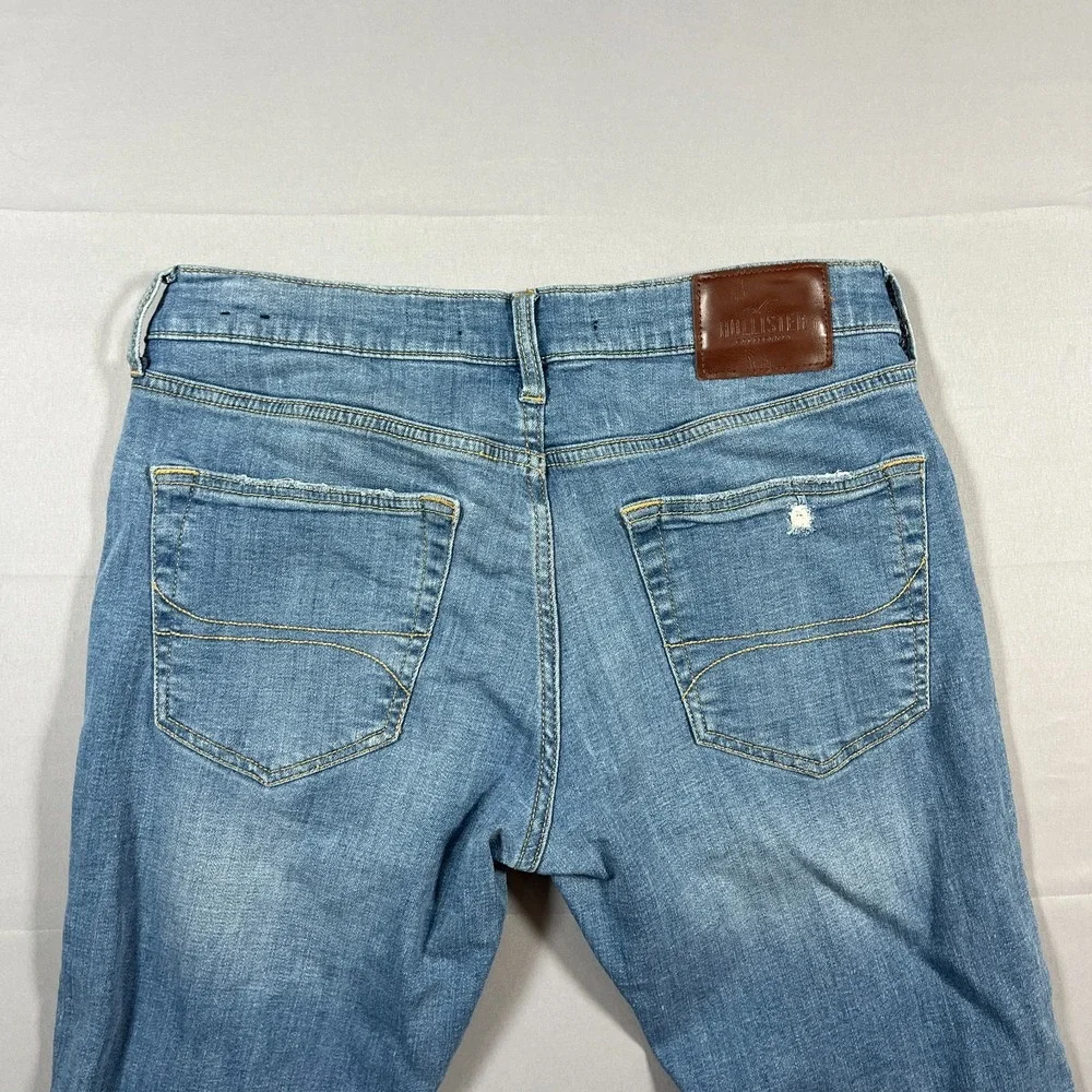 Hollister Skinny Fit Jeans Womens 31x32 Blue Denim Advanced Stretch Distressed